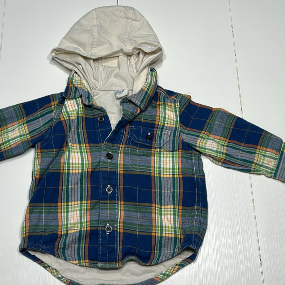 Old Navy Multicolor Plaid Hooded Shirt